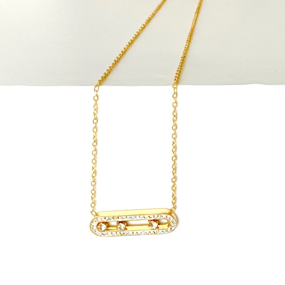 🆕 Gorgeous 18k Diamond Slider Oval Bar Necklace NWT - Picture 8 of 16